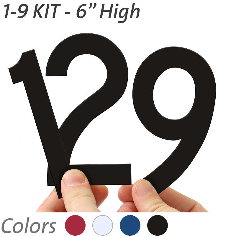 6 inch DieCut Number Kit, Black, SKU NLMG6BK09Kit