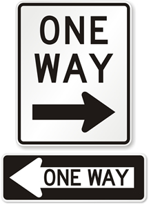 Modern high-visibility one-way signage