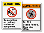 ANSI No Climb Signs