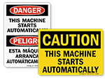 Automatic Start Hazard Signs