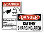 Battery Charging Area Signs