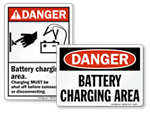 Battery Charging Area Signs