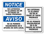 Bilingual No Loitering Signs