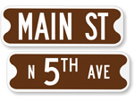 Brown Street Name Signs   6" High Signs