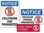 Cell Phones Prohibited Signs