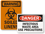 Biohazard Contaminated Clothing Signs