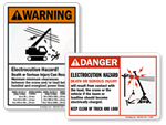 Crane Electrocution Hazard Signs