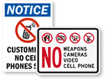Customized No Cell Phone Signs