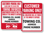 Customer Only Tow Away Signs