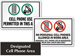Designated Cell Phone Area Signs