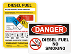 Diesel Fuel No Smoking Signs & Labels