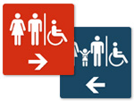 Direction Signs to Family Bathroom