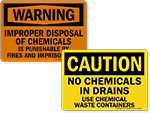 Do Not Dispose Chemicals Down Drain Signs