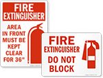 Do Not Block Fire Extinguisher Signs