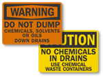 Do Not Dump Chemicals Signs
