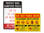 Dumpster Rules   Keep Property Clean Signs