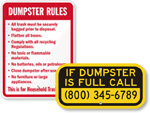Dumpster Rules - Keep Property Clean Signs