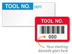 Organize your tools and equipment inventory with these Tool No. Labels.