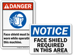 Face Shield Required In This Area Signs