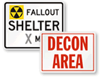 Fallout Shelter & Decontamination Signs