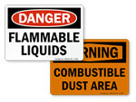 Flammable Liquid and Combustible Dust Signs