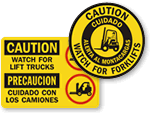 Bilingual Forklifts Signs