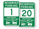 Green Reserved Parking Spot Signs