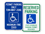 Handicap Permit Required Signs