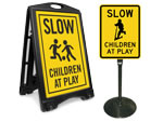 Child at Play Signs with Stand
