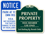 Homeowner Association Parking Signs