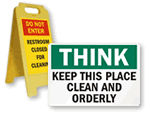 Clean Bathroom Signs & Labels