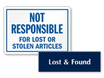 Lost and Found Signs - Location Signs