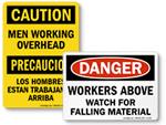 Men Working Above Signs