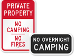 No Camping Allowed Signs - No Camping Signs