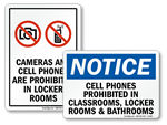 No Cell Phones Signs For Locker Room