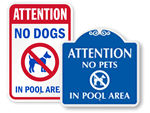 No Dogs in Pool Area Signs