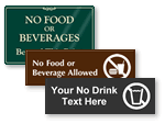 No Food or Beverages Allowed Signs