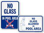 No Glass Allowed In Pool Area Signs