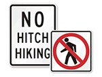 No Hitchhiking Signs