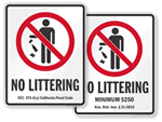 No Littering Signs By State