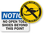 No Open Toed Shoes Signs | Closed Toed Shoes Only Signs