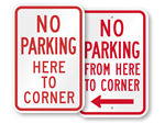 No Parking Here to Corner Signs