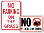No Parking on the Grass Signs