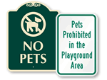 No Pets in Playground Signs