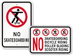 No Skateboarding Signs