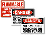 No Smoking, No Matches, No Open Flames Signs