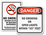 No Smoking Within  Feet Custom Signs