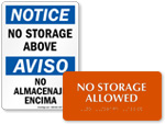 No Storage Signs