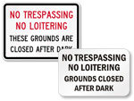 No Trespassing After Dark Signs
