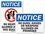 No Weapons & Guns Signs
